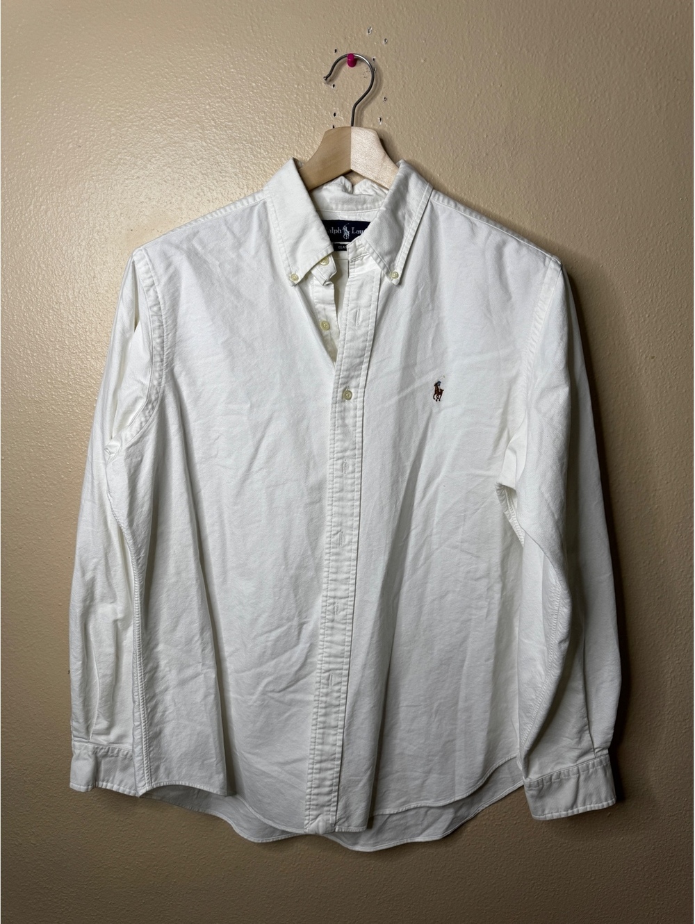 Ralph Lauren Men’s Large White Oxford Classic Fit Button Down Shirt Pony Logo
